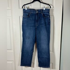 Express Dark Blue Straight Cropped Jeans